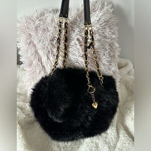 NWOT Dolls Fuzzy/Faux Fur Purse- Black Shoulderbag